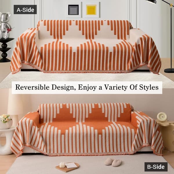 1 st sofföverdrag, mjukt slitstarkt vändbart chenille sofföverdrag soffskydd modernt rutigt universellt möbelskydd, orange, 180*260cm orange