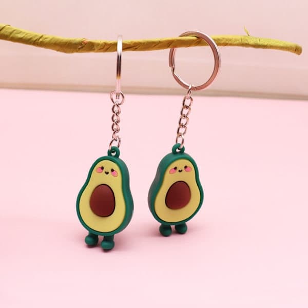 Sæt med 3 avocadformede nøgleringe, perfekt pasform, grøn