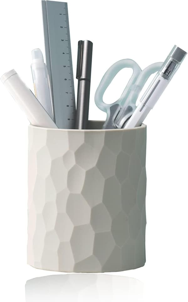 1 stk pennholder – egnet for kosmetisk oppbevaring, multifunksjonelt kontortilbehør (grå, 8,5 x 8,5 x 10 cm) gray