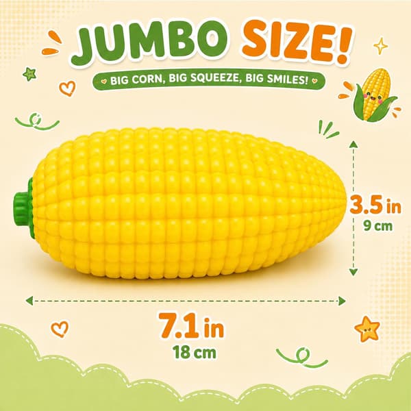 Jätte majs Squishy, Jumbo Stora Squishys Fidget Stressavlastande Bollleksaker | Squishies Kläm Stressboll (18*9cm) corn