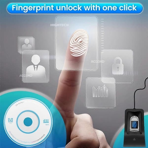 Kompakt USB-fingeravtrycksläsare Skanner Pålitligt biometriskt åtkomstkontrollsystem