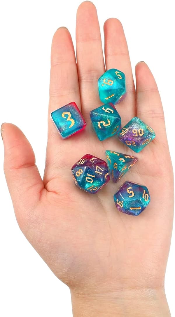 Spilterningssæt, 7 stk. polyhedralsæt til Dungeons and Dragons RPG MTG rollespil bordspil (blå+lilla) purple+blue