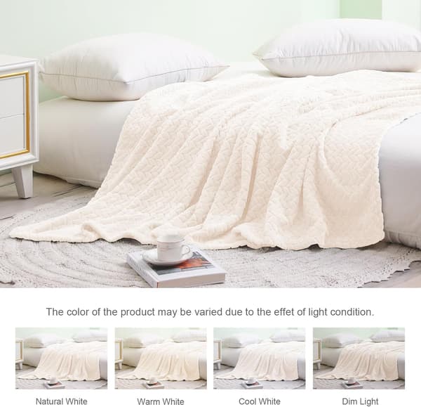 1 stk stort fleeceteppe til sofa, hvit | 127x178 CM, mykt pustende fluffy teppe. white