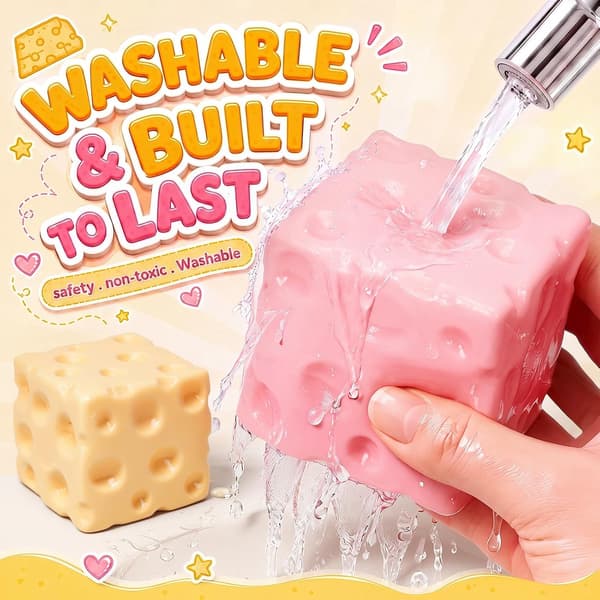 1 stk gul Squeeze Cheese Squishy - Squeeze Luck Cheese Squishy, 6 cm yellow 1pc