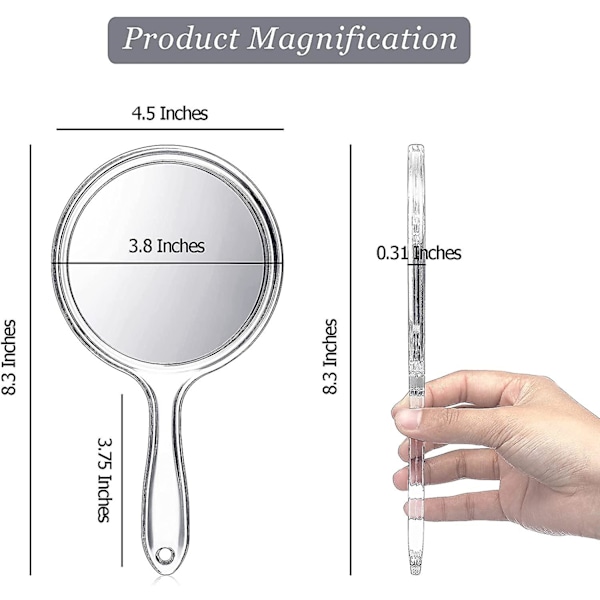 Handspegel Dubbelsidig Handhållen Spegel 1X/ 3X Förstorande Spegel