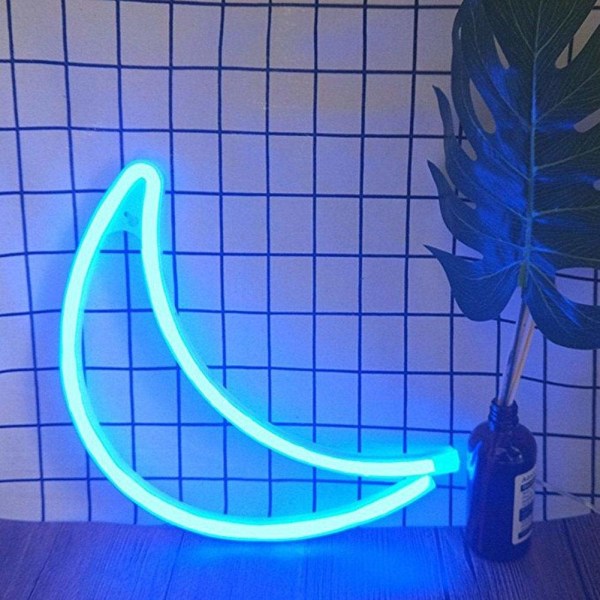 Moon LED Neon Light Sign Vegg Neon Sign for Home Soverom Party Decoration Blue