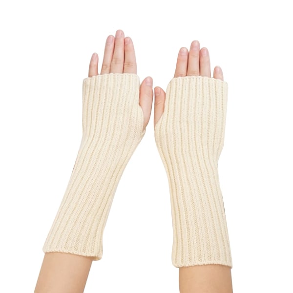Naisten käsivarsienlämmittimet, neulotut pitkähihaiset sormettomat hanskat Rukkaset talviset ranteenlämmittimet peukalonreiällä naisten tytöille