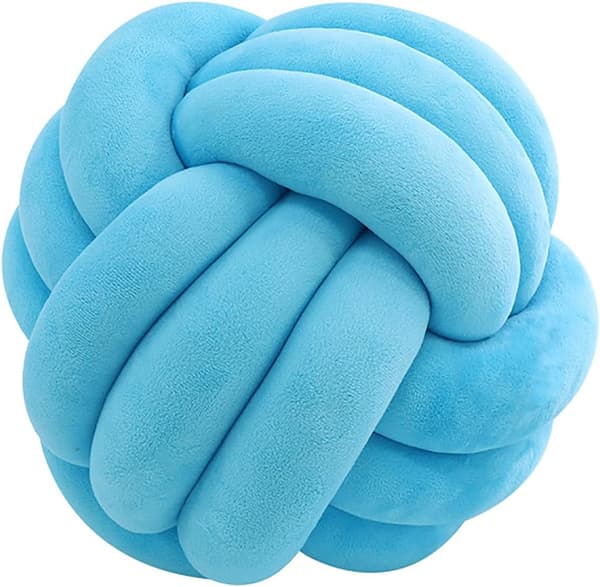 1 stk knutet ballpute, knutet pyntepute til sofa - myk dekorativ pute, rund (blå, 20 cm) blue