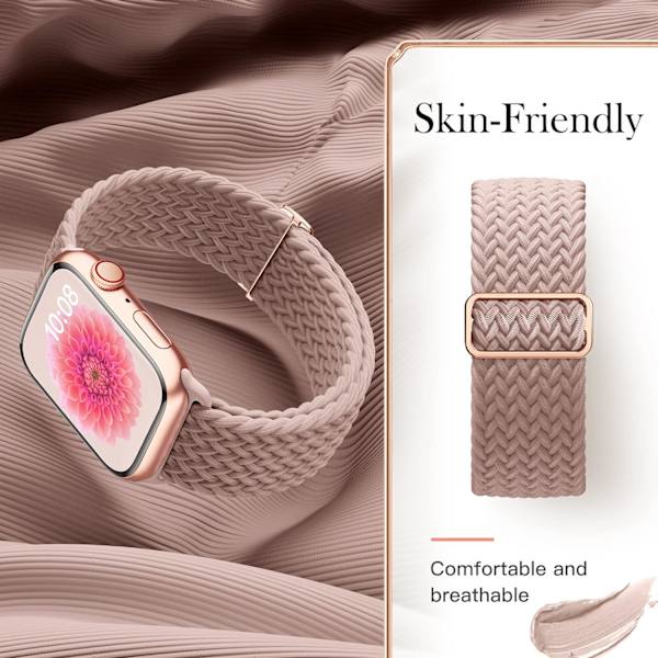 Flätat armband kompatibelt med Apple Watch-armband 38 mm 40 mm 41 mm Justerbara mjuka stretchiga elastiska armband kompatibla med iWatch-serien pink 38/40/41MM