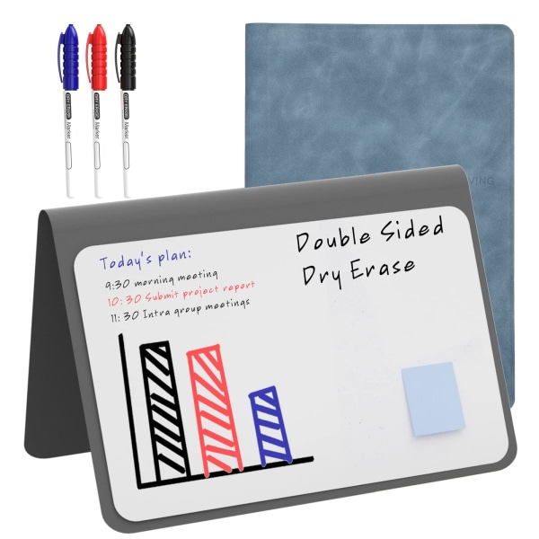 Dry Erase Small Whiteboard A5 Notepad, Mini Desk White Boards med raderbara pennor (Pennstilar är slumpmässiga)