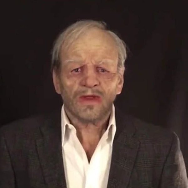 Humanoid farfar latexmask Halloween gammal man huvud skräck rolig peruk rekvisita
