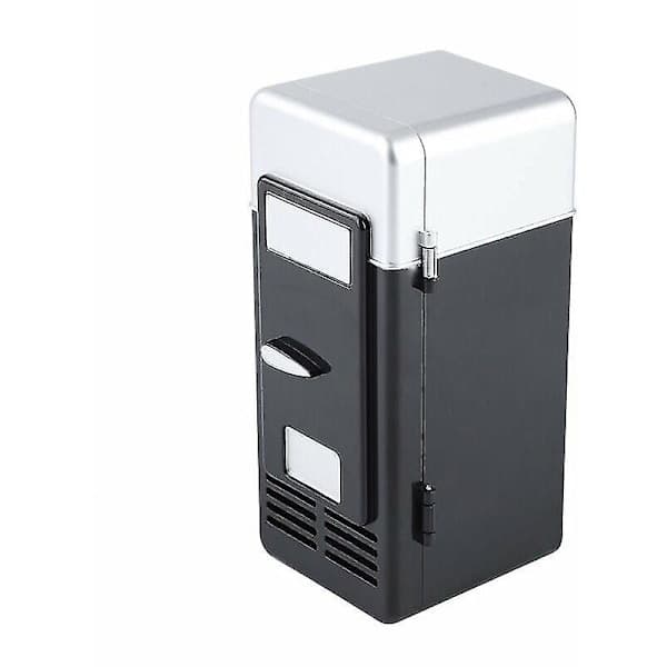 LED Mini USB Køleskab, Bærbar Drikkekøler og Varmer, Sort