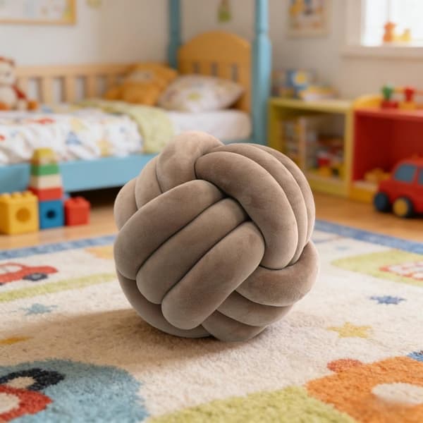 1 stk knutet ballpute, knutet pyntepute til sofa - myk dekorativ pute, rund (mørk khaki, 20 cm) Dark Khaki