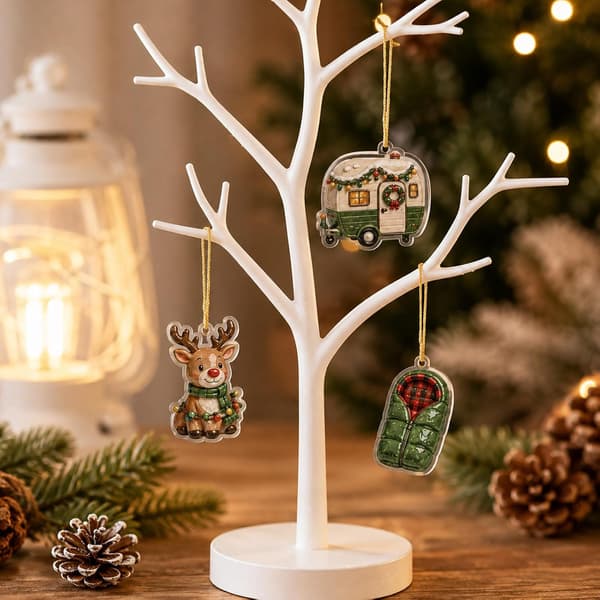 Julekalender Blind Box 2026, Akryl Nøglering Ornament Sæt C