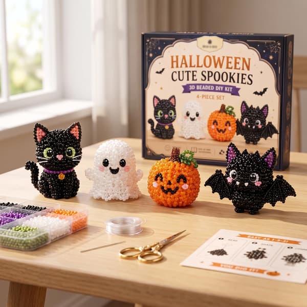 QELDRYX Halloween Spøgelse 3D Perle DIY Kit, Begynder DIY Sæsonbestemt Festgave M Set
