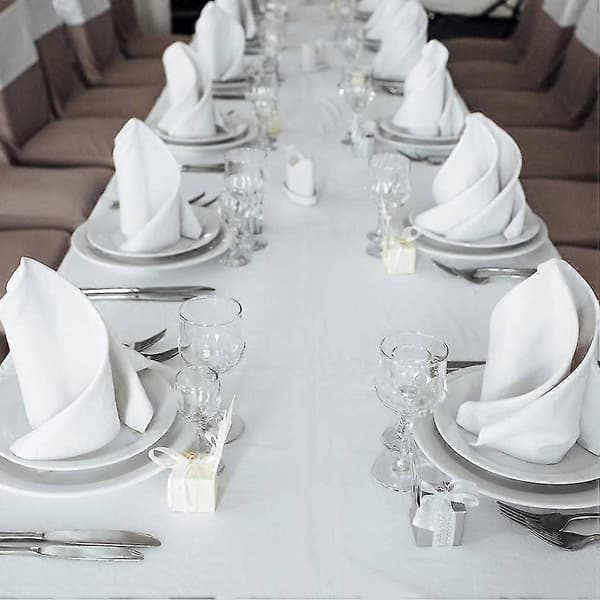 12 x Hvide Bomuldsservietter Bordlinned Middag 100% Egyptisk Bomuld Hotel Bryllup 250 TC (41 x 41 cm)