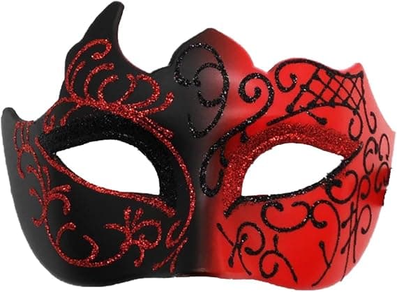 Maskerade masker for menn og kvinner, rød 1 stk red