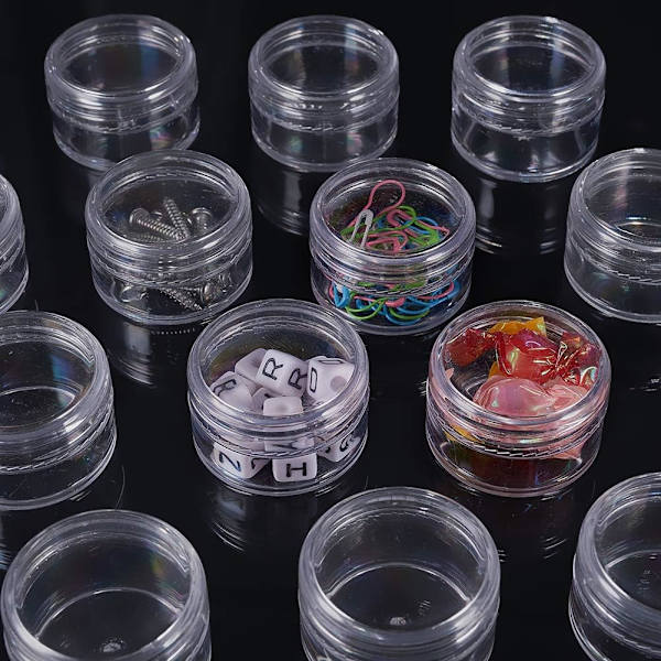 3,8*3,1 cm (20 ml) tom behållare i klar plast med rund skruvlock