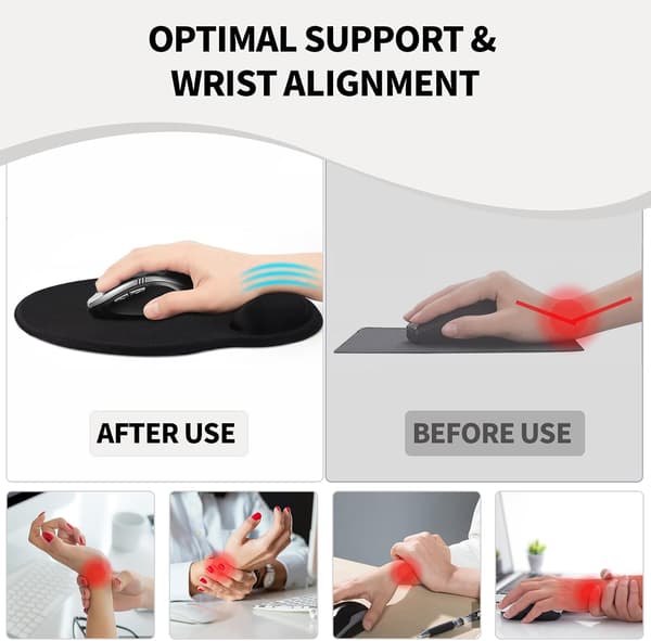 1 stk musematte med håndleddsstøtte, ergonomisk gelmusematte, musehåndleddsstøtte med sklisikker base (hvit marmor, 24,5*22 cm)