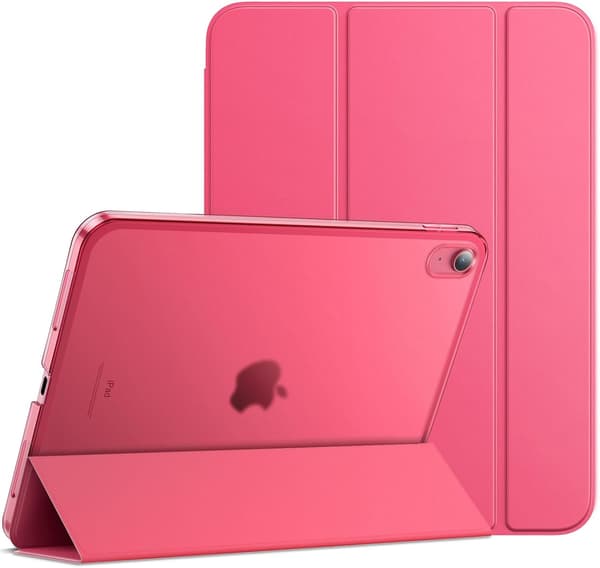 Fodral för iPad (A16) 11:e/10:e generationen (2025/2022), smalt stativ hårt bakstycke med automatisk väcknings-/vilofunktion (rosa)