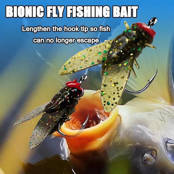Bionisk fluefiskebete (20 stk), 2024 nytt fluefiskebete med mykt bete, fiskeattraherende fiskeredskap, lite fluefiskebete 16mm l 16mm