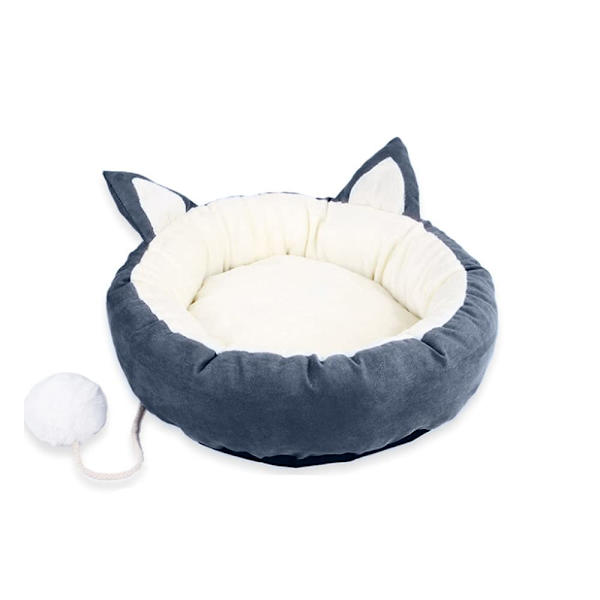 Katteseng Katte beroligende senger Kattesove seng med katte Pom Pom leke avtakbar vaskbar Fluffy kattesenger for innendørs katter-grå grey