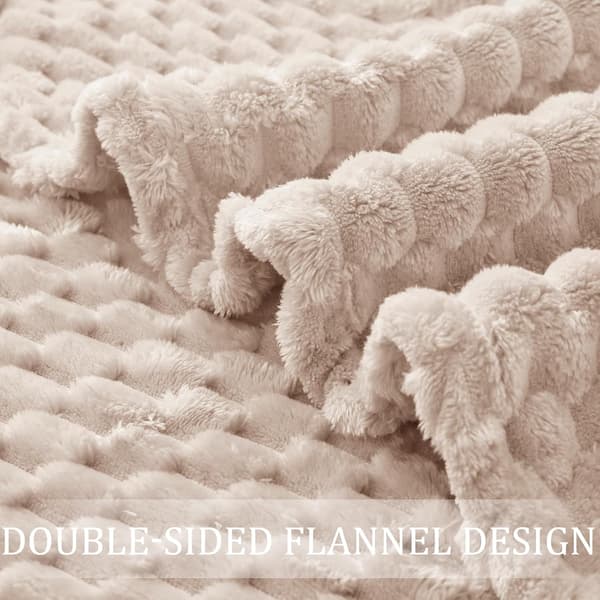 1 stk. stort 3D-fleeceteppe til sofa, 127x178 cm, supermykt lettvekts plysjteppe for voksne, kamel. Camel