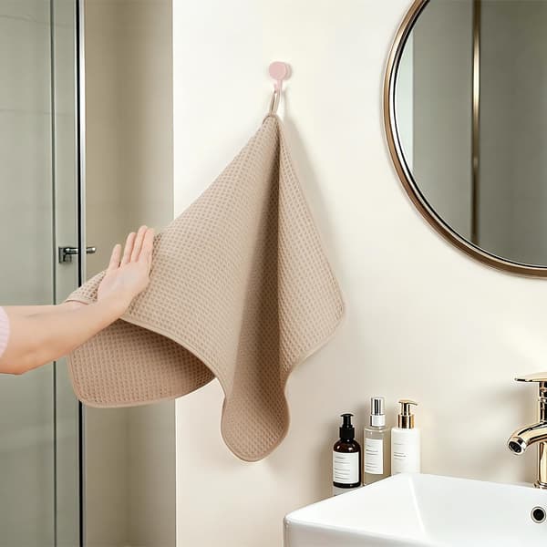 Mikrofiber fnugfri håndklæde, 40 x 70 cm, 4-pak (vaffelvævet) Coffee