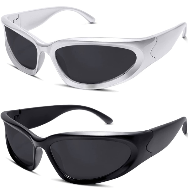 Polarisert linse Y2K sjal rundt solbriller Stilige polariserte UV400 Futuristiske ovale solbriller Kvinner Menn Fiske Golf Kjøre Solbriller