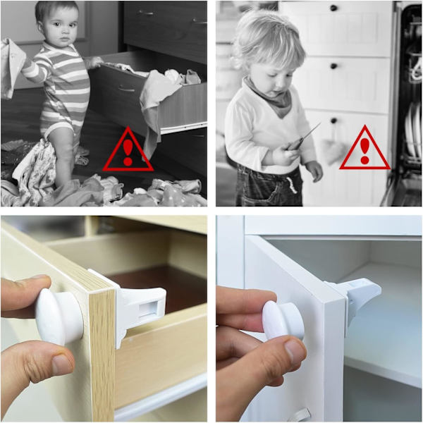 Magneettiset lapsiturvallisuuslukot kaappeihin, vauvan laatikkolukot 6 lukkoa + 2 avainta, magneettinen lapsilukko, lapsiturvallisuuslukot kaappeihin, vauvan turvalukot