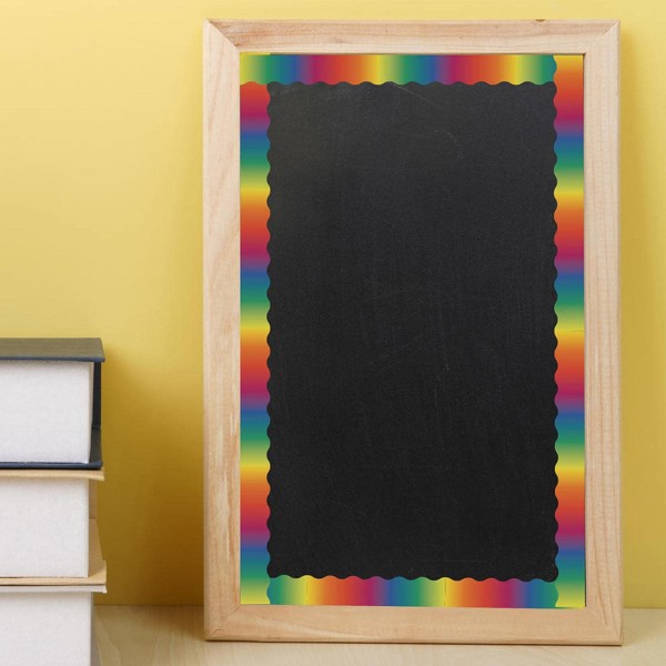 2 stk oppslagstavle for klasserom, gradient Rainbow Border Classroom Bulletin, Rainbow Border Trim for dekorere oppslagstavler, skap, 65.6