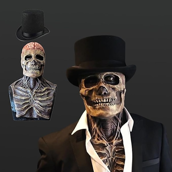 3D Halloween kraniemaske kranie horror egnet til Halloween rollespil rekvisitter rød