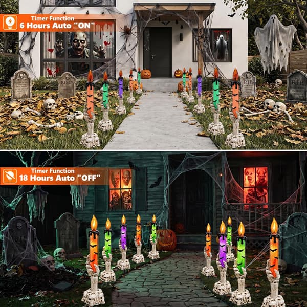 Halloweenpynt Udendørs LED Batteri Lys Flammesløse Koniske Lys