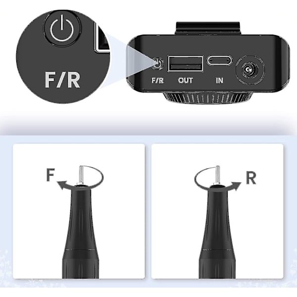 Uppladdningsbar elektrisk nagelborrmaskin 35000 varv/min med 6 bits och LCD-display, kraftfull och tyst