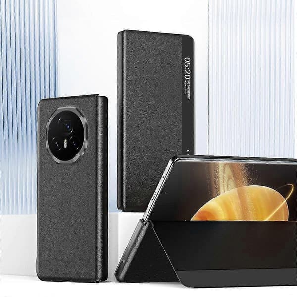 För Honor Magic V3 5G Fodral Displayfönster PU-läder Telefonskal med Stylus Vit White