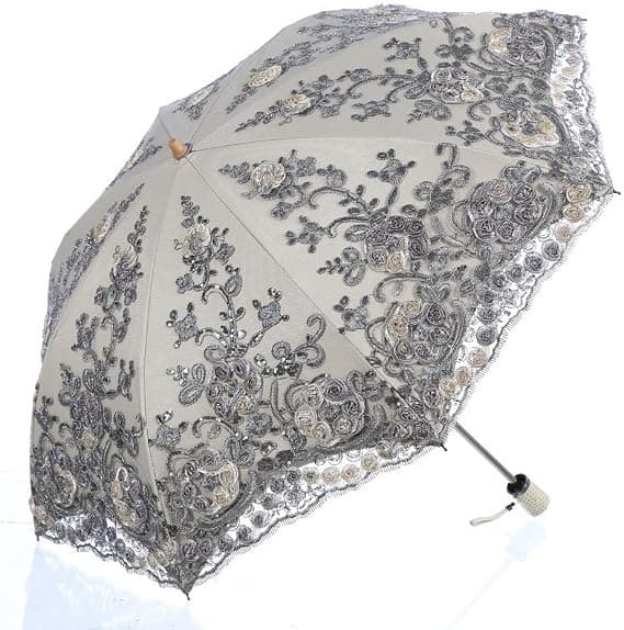 Sammenleggbar UV-parasoll Snø/regn/solparaply Broderi Bryllupsparaply
