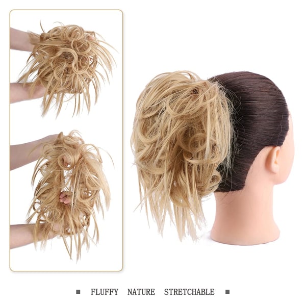Bun Hairpiece Hair Extension Hestehale med elastisk gummibånd Updo Hestehale Hairpiece Syntetisk hårforlengelse Scrunchies Hestehale (askeblond)