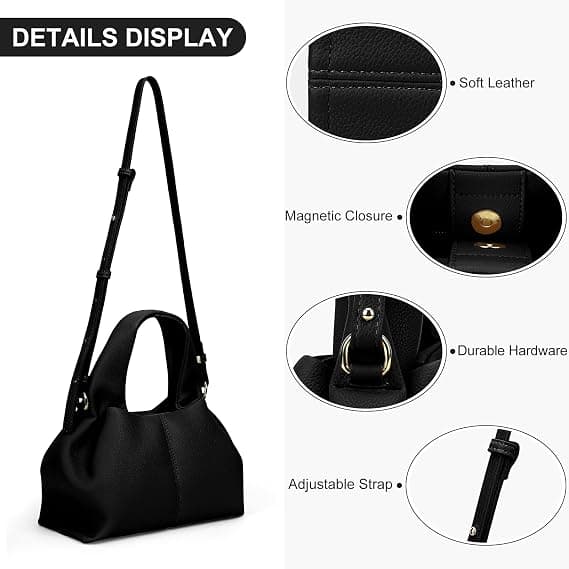 1 stk. mulepose crossbody-taske til kvinder, dumpling-sky-taske, skuldertaske med justerbar rem, sort. black