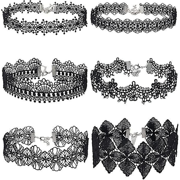 Sorte choker-halskjeder - 6 stk. - Blonder - Halskjede for kvinner og jenter