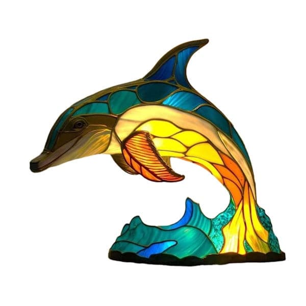 Trendy dyrebordslampe Multifunktionel trendy natlampe til børneværelset delfin dolphin