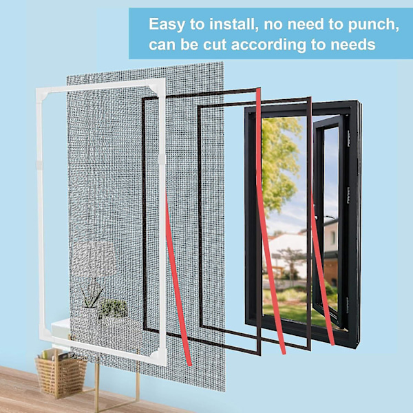 Magnetisk Fluenet til Vinduer 130cm x 150cm - Klipbar og Vaskbar Insektnet til Små og Store Vinduer