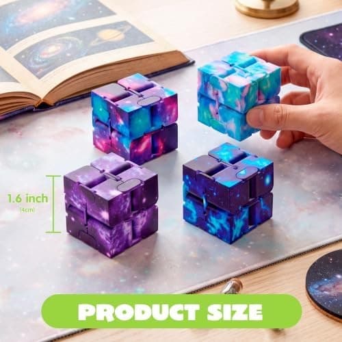 JOYIN 4 STK Uendelig Fidget Cube, Galakse Håndholdte Magiske Sensoriske Kubleker for Voksne og Jenter Gutter, Fingerleker for Stress og Angst