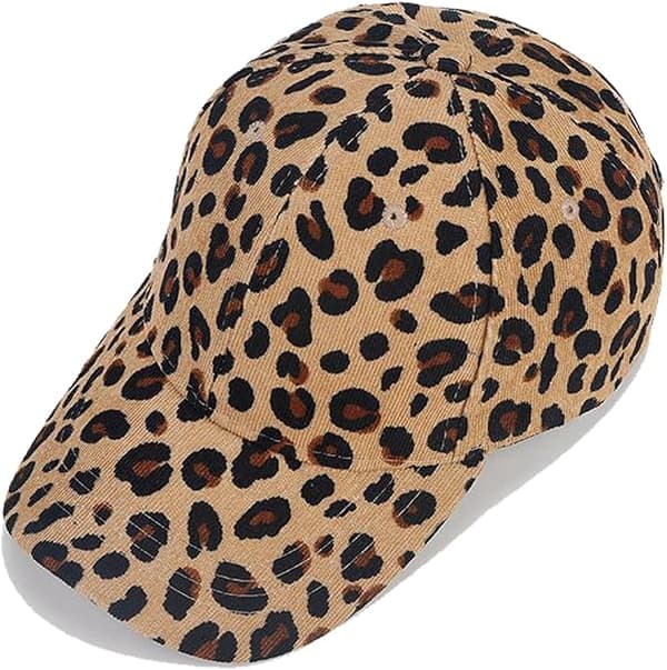 1 x Baseballcaps/solhatt i bomull med leopardmønster – Khaki khaki