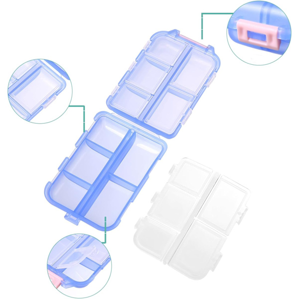 1-pack resetable pillerorganisator - 10 fack pillerfodral, kompakt och bärbar pillerask - blå