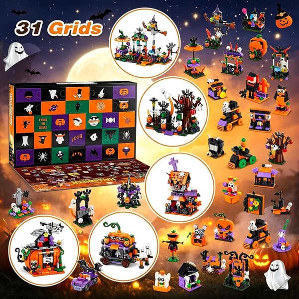 Halloween Byggeklosser Sett, Halloweens Adventskalender 2026