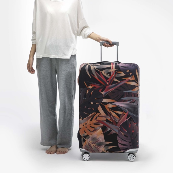 Bagagebetræk Vaskbar kuffertbeskytter Anti-ridse kuffertbetræk Passer til 18-32 tommer bagage (efterårsblade, L)