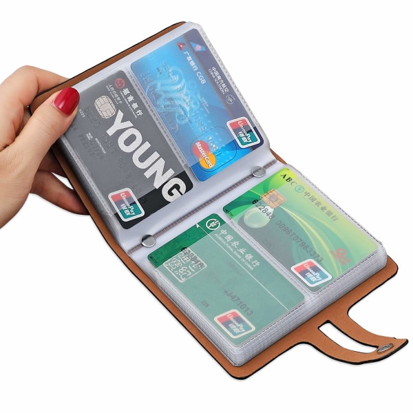 RFID-luottokorttipidike, nahkainen käyntikortti- ja luottokorttikotelo organizer , luottokorttisuoja 60 korttipaikalla (musta)