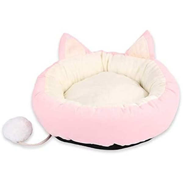 Katteseng Katte beroligende senge Kattesove seng med kat Pom Pom legetøj aftagelig vaskbar Fluffy kattesenge til indendørs katte-Pink pink