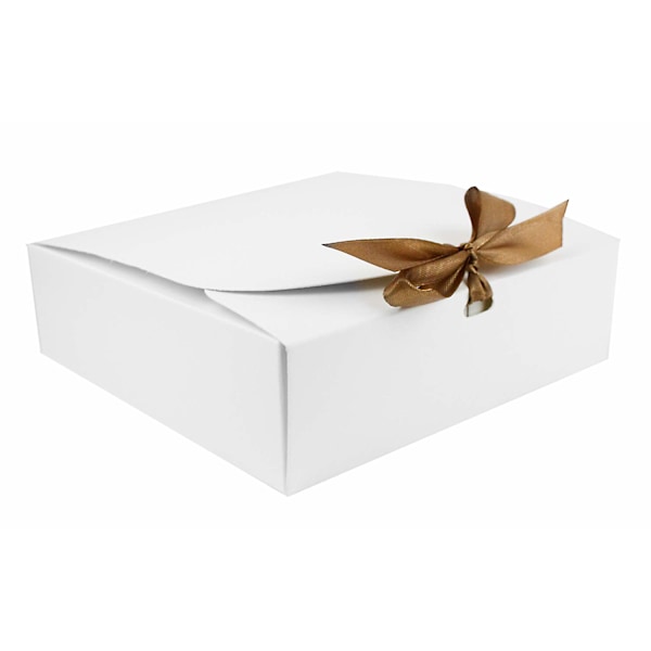 12-pack fyrkantiga presentförpackningar, 16,5 cm x 16,5 cm x 5 cm, enkel montering, vit låda med rosettband white