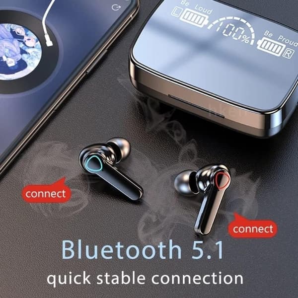 In-ear hodetelefoner alle Samsung Android Iphone trådløse hodetelefoner Svart